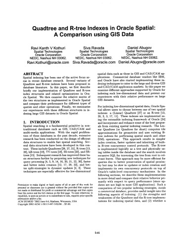 Quadtree and R-tree Indexes in Oracle Spatial: A Comparison using GIS Data