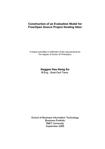 Construction of an Evaluation Model for Free/Open Source Project Hosting Sites