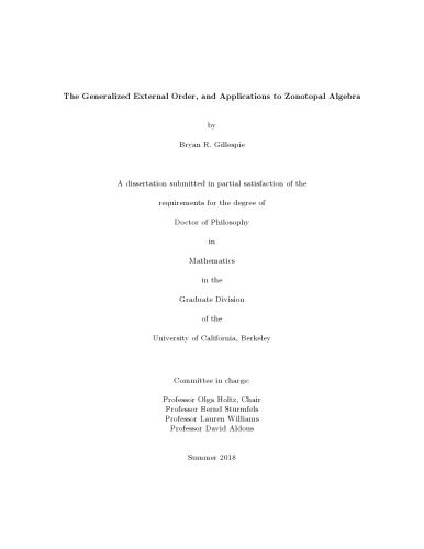 The Generalized External Order, and Applications to Zonotopal Algebra