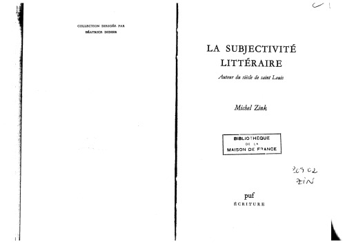 La subjectivité littéraire