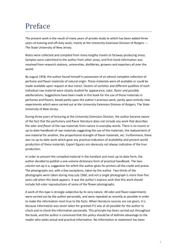 Perfume and materials of natural origin