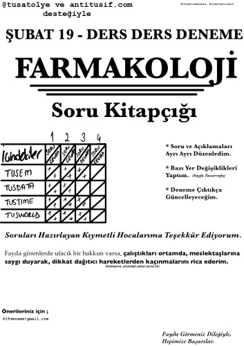 Farmakoloji Tus Deneme Sınavları Soruları Cevaplı