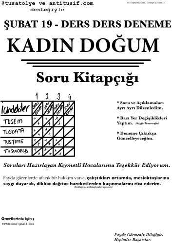 Kadın Doğum Tus Deneme Sınavları Soruları Cevaplı