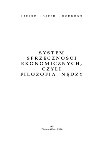System sprzeczności ekonomicznych, czyli filozofia nędzy