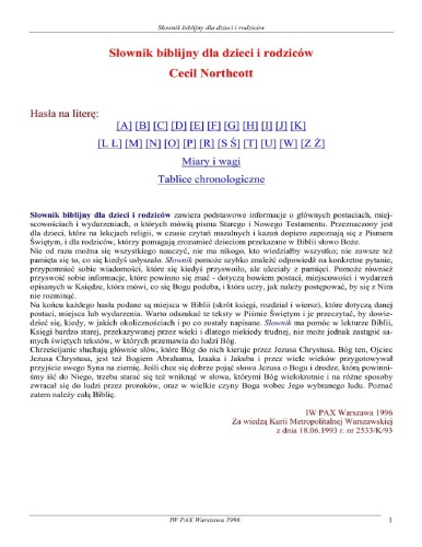 Słownik biblijny dla dzieci i rodziców