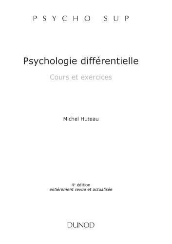 Psychologie différentielle Cours et exercices