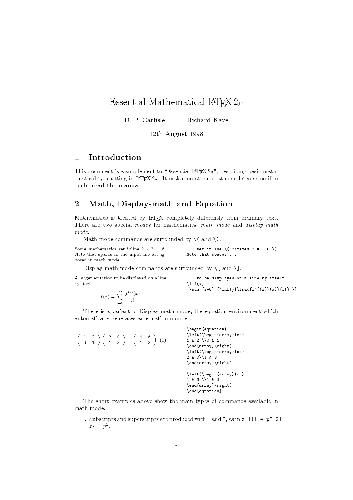 Essential Mathematical LaTeX2ε
