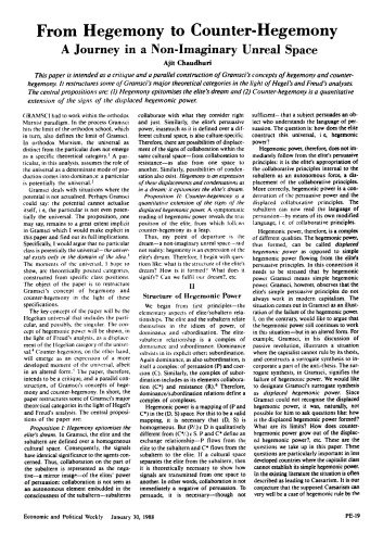 From Hegemony to Counter-Hegemony : A Journey in a Non-Imaginary Unreal Space