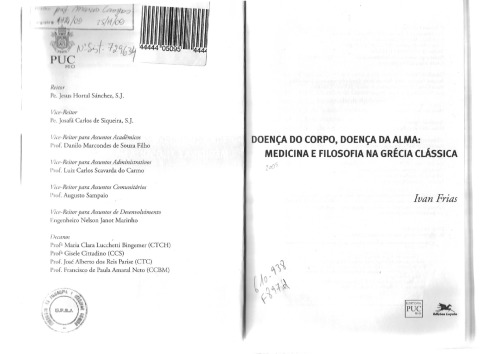 Doença do corpo, doença da alma: medicina e filosofia na Grécia clássica