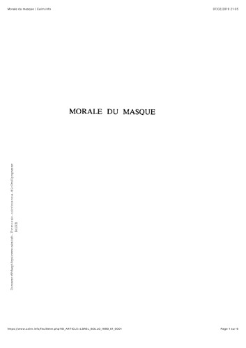 Morale du masque, Merveilleux, Zazous, Dandys, Punks, etc.