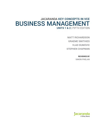 Business Management JACARANDA Units 1 & 2 VCE