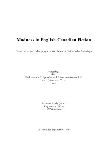 Madness in English-Canadian Fiction