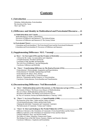 Difference and Identity in Contemporary Anglo-Canadian Fiction