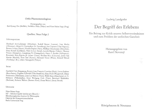 Der Begriff des Erlebens