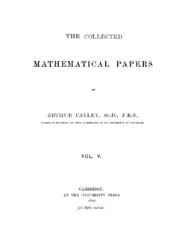The Collected Mathematical Papers