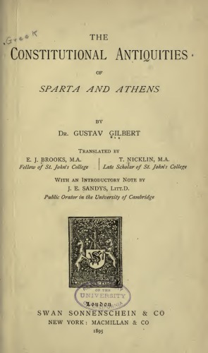 The Constitutional Antiquities of Sparta and Athens