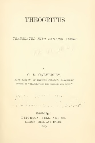 Theocritus translated into English verse