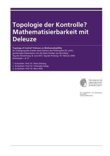 [Dissertation] Topologie der Kontrolle? Mathematisierbarkeit mit Deleuze