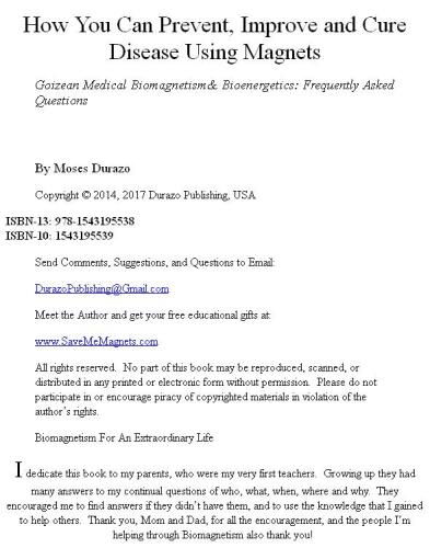How You Can Prevent, Improve and Cure Disease Using Magnets: Goizean Medical Biomagnetism & Bioenergetics: Frequently Asked Questions
