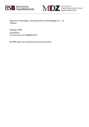 Allgemeine Psychologie und deduktivistische Methodologie