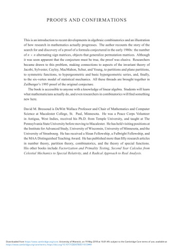 Proofs and Confirmations: The Story of the Alternating-Sign Matrix Conjecture