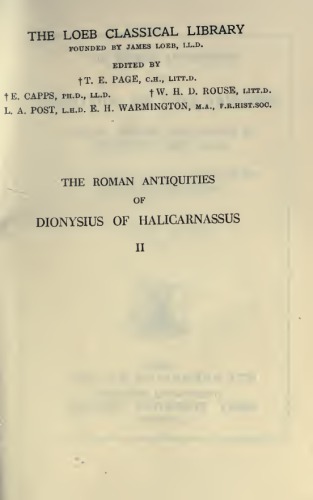 THE ROMAN ANTIQUITIES OF DIONYSIUS OF HALICARNASSUS VOL.II