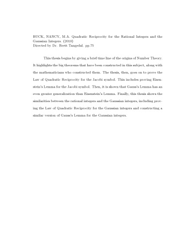 Quadratic Reciprocity for the Rational Integers and the Gaussian Integers