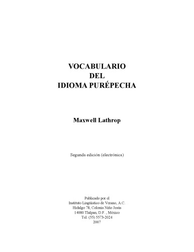 Vocabulario del idioma purépecha