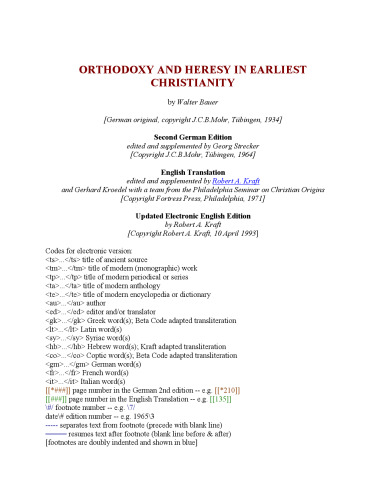 Orthodoxy and Heresy in Earliest Christianity