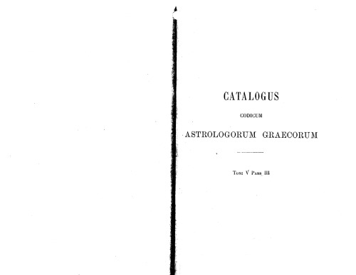 Catalogus Codicum Astrologorum Graecorum. Codices Romani