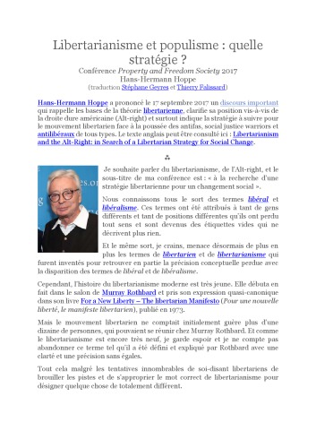 Libertarianisme et populisme : quelle stratégie ?