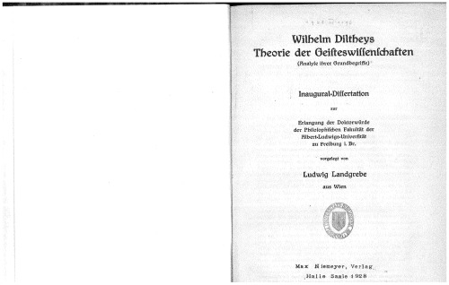 Wilhelm Ditheys Theorie der Geisteswissenschaften