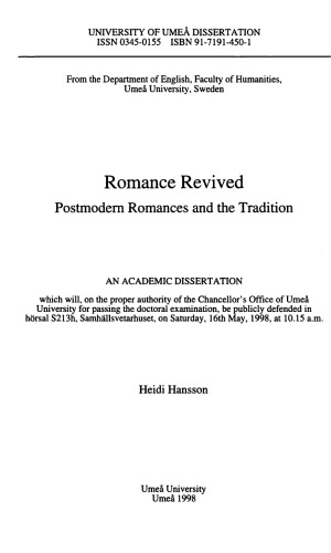 Romance Revived: Postmodern Romances and the Tradition