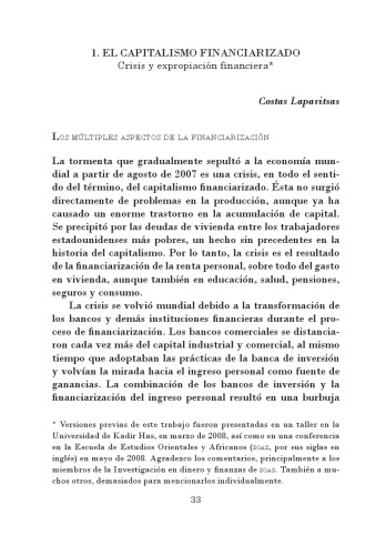 El capitalismo financiarizado: expansión y crisis
