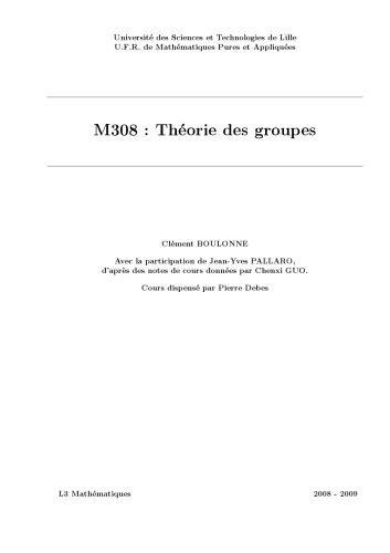 M308 : Théorie des groupes