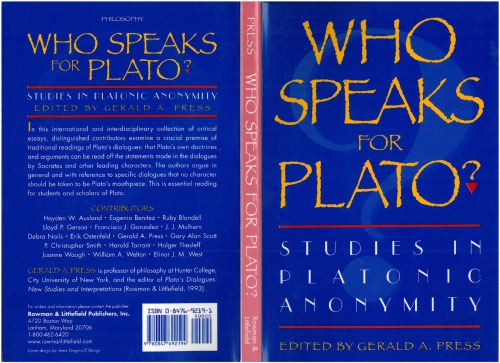 Who Speaks for Plato? Studies in Platonic Anonymity