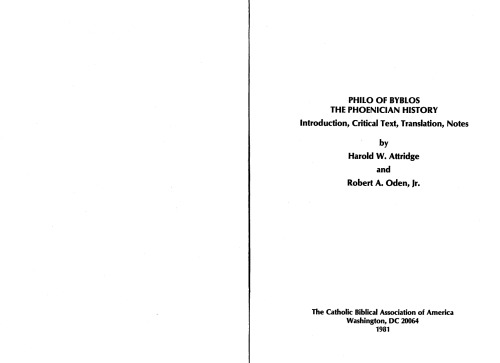Philo of Byblos: The Phonecian History
