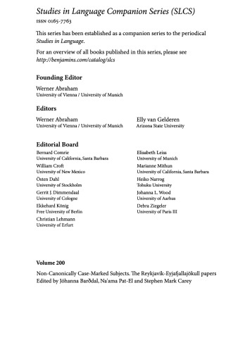 Non-Canonically Case-Marked Subjects: The Reykjavík-Eyjafjallajökull papers