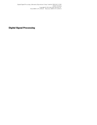 Digital Signal Processing: Laboratory Experiments Using C and the TMS320C31 DSK