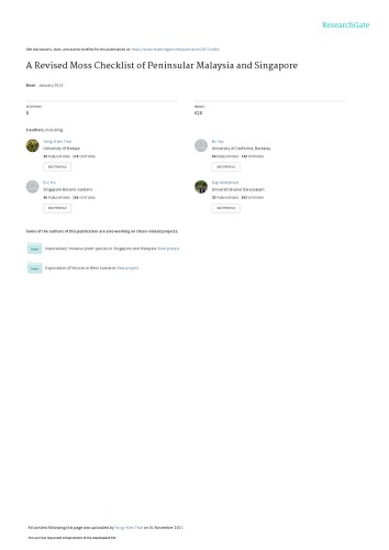 A Revised Moss Checklist of Peninsular Malaysia and Singapore