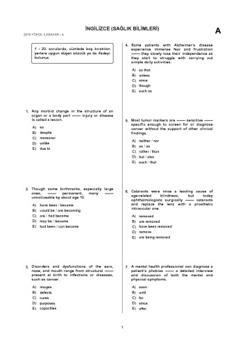 Yökdil İlkbahar Soruları ve Cevapları