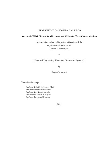 Advanced CMOS Circuits for Microwave and Millimeter-Wave Communications