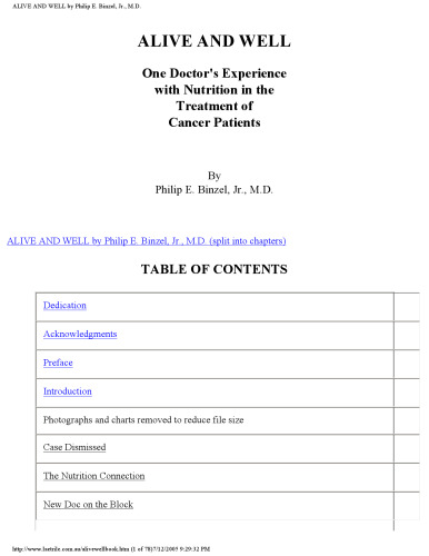 Alive & Well: One Doctor’s Experience with Nutrition in the Treatment of Cancer Patients