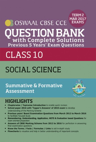 CBSE CCE Question Bank Social Science With Complete Solutions For Class 10 Term II (October to March 2017) Oswaal