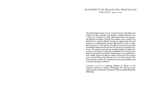 Authority in Byzantine Provincial Society, 950–1100