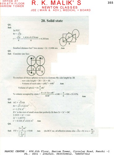 Solution of Modern Approach to Chemical Calculations RC Mukerjee not Mukherjee or Mukherji Chapter 20. R. C. MUKHEERJEE