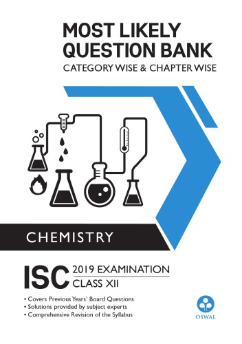Most Likely Question Bank Chemistry for ISC Class 12 Standard XII Chapter wise Topic wise Oswal Publishers