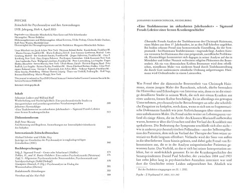 »Eine Teufelsneurose im siebzehnten Jahrhundert« - Sigmund Freuds Lektüre einer fernen Krankengeschichte