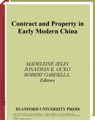 Contract and Property in Early Modern China