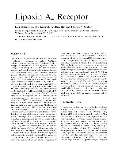 Lipoxin A4 Receptor